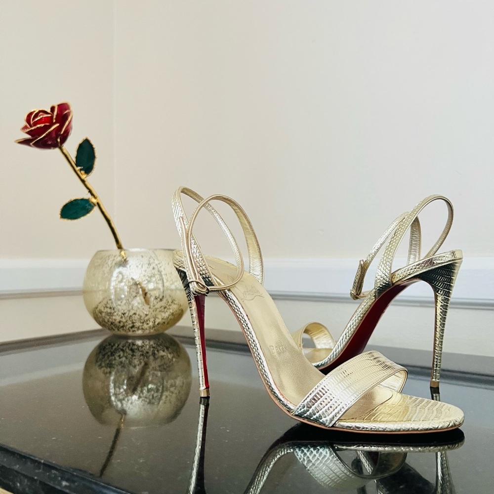 Like New Christian Louboutin Loubigirl in Plantine/Gold 37.5 size